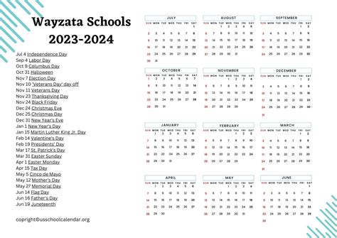 Wayzata Schools Calendar Overview