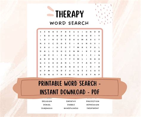 Word Search Printables for Therapeutic Purposes