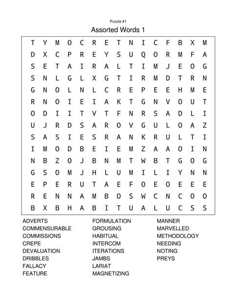 Word Search Puzzle Themes for Adults