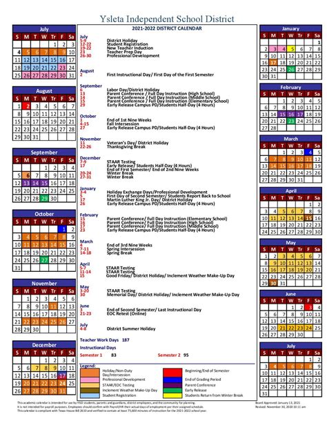 YISD Calendar Structure