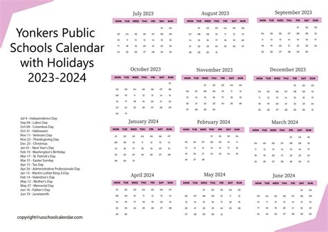 Yonkers Public Schools Calendar Image 3