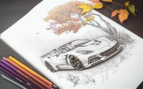 Abstract car coloring page