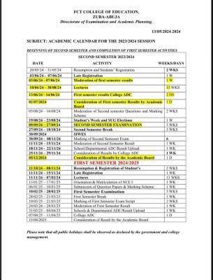 Academic Calendar Conclusion