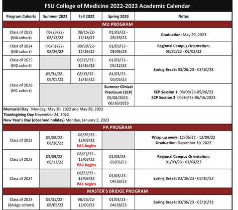 Academic Calendar Opportunities