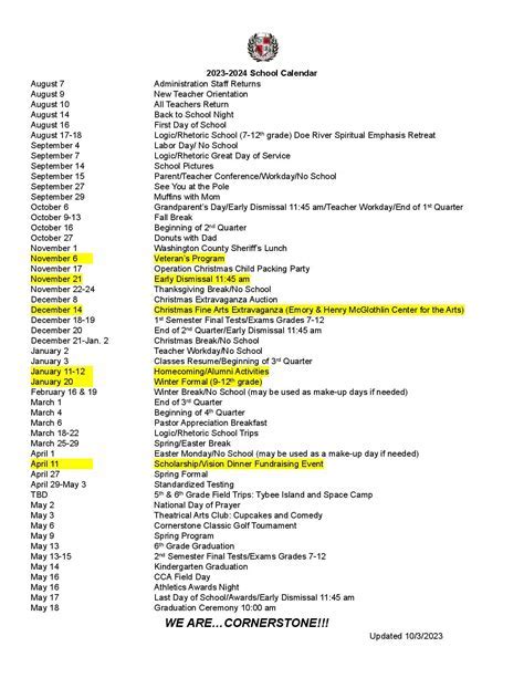 Key Components of Academic Calendar