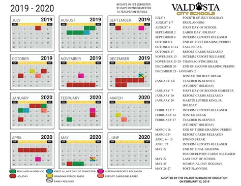 Academic Support Calendar