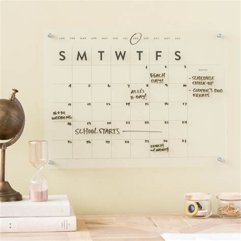 Acrylic wall calendar placement and installation