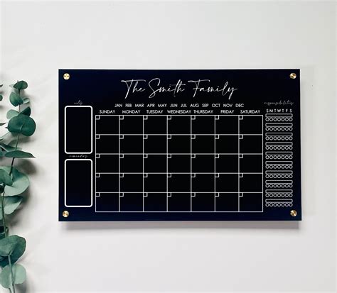 Acrylic wall calendar placement and installation