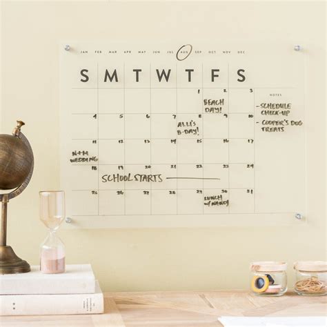 Acrylic wall calendars in a home office setting