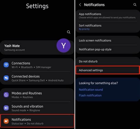 Advanced notification settings