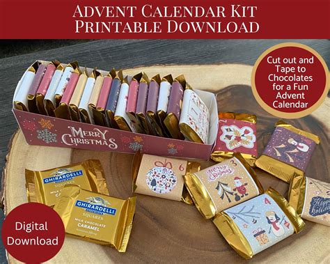 Advent candy wraps with various designs