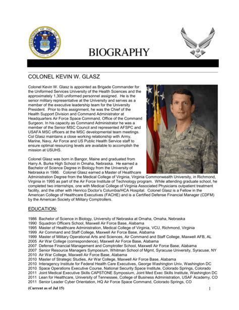 Air Force Biography Examples PDF