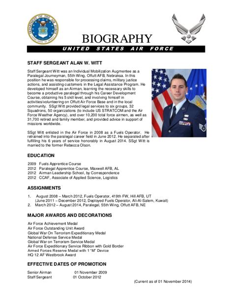 Air Force Biography Sample