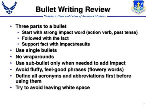 Air Force Bullet Writing Principles