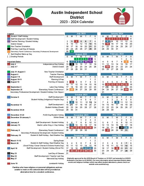 Aisd Calendar Overview