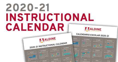 Aldine Calendar Guide Image