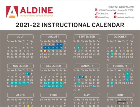 Aldine Calendar Template Image