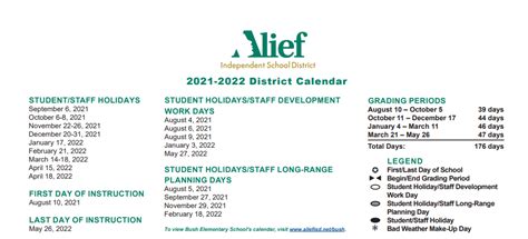 History of Alief Calendar