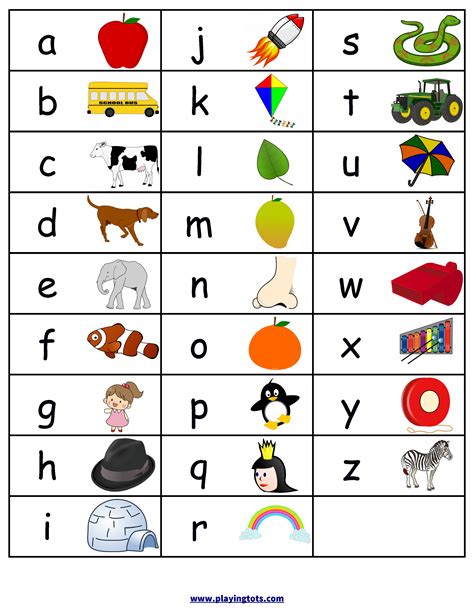 Alphabet Learning Chart with Pictures