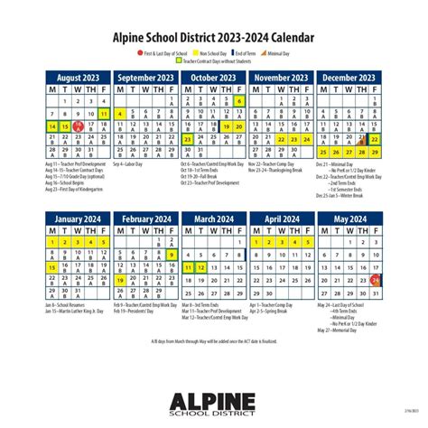 Alpine District School Calendar Image 8