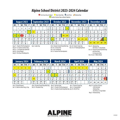 Alpine School District Calendar Overview