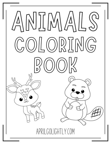 Animals colouring book pages