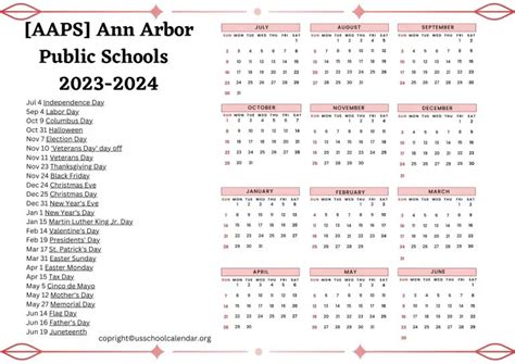 Ann Arbor Schools Calendar Overview