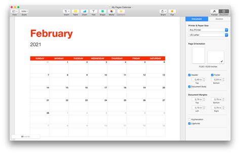 Apple calendar template