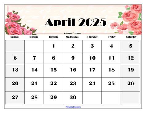 April 2025 Calendar Desktop