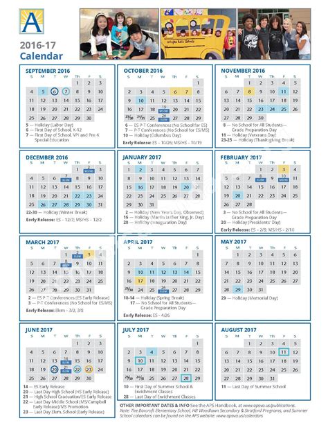 Arlington Public Schools Calendar Image 1