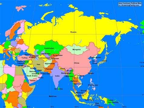 Asia continent map