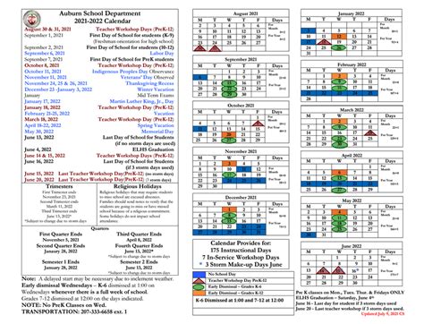 Auburn Schools Calendar Benefits