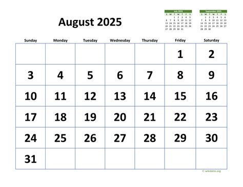 August 2025 Calendar