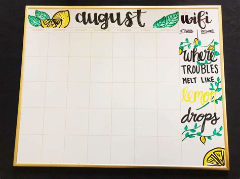 August calendar ideas