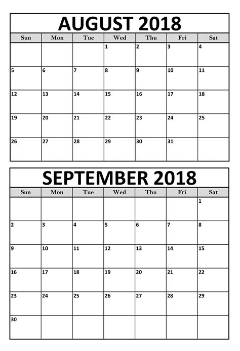 August September Calendar Events