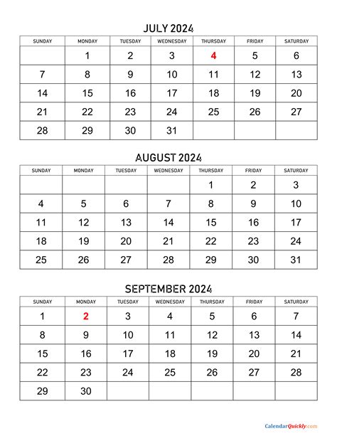 August September Holidays