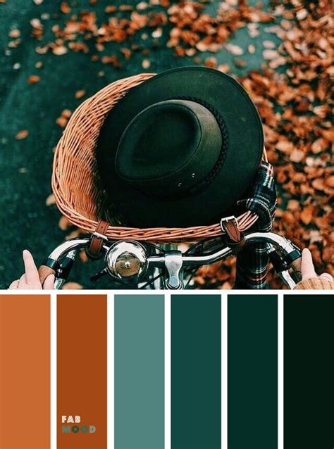 Autumn leaves green and brown color palette