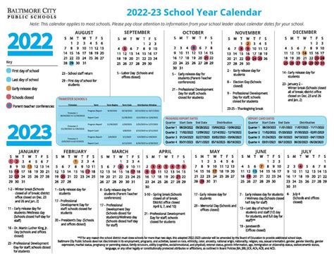 Baltimore school calendar image 1