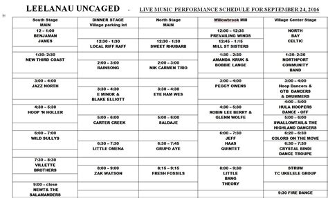 Band calendar organization