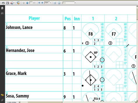 Baseball scorecard methods