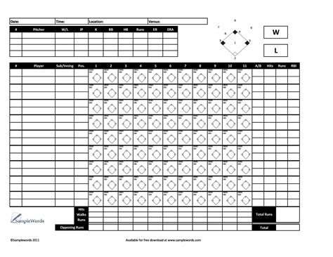 Baseball scorecard pdf