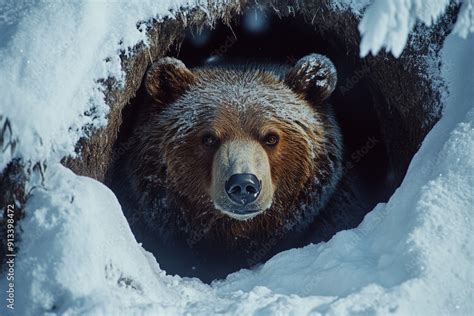 Bear emerging from den