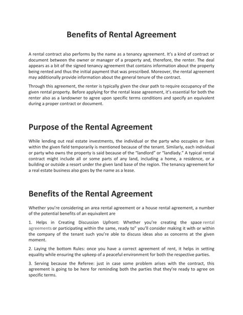 Benefits of Lease Agreement