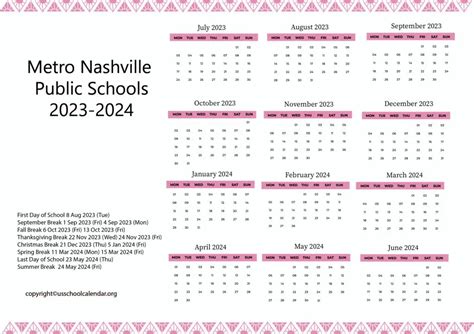 Benefits of Nashville Metro Schools Calendar