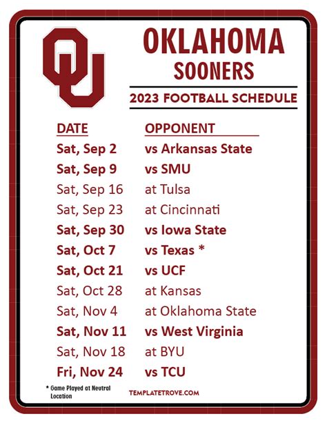 Benefits of the OU Football Calendar