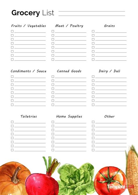 Benefits of Using a Printable Grocery List Template