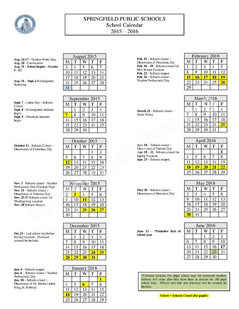 Benefits of Springfield Public Schools Calendar