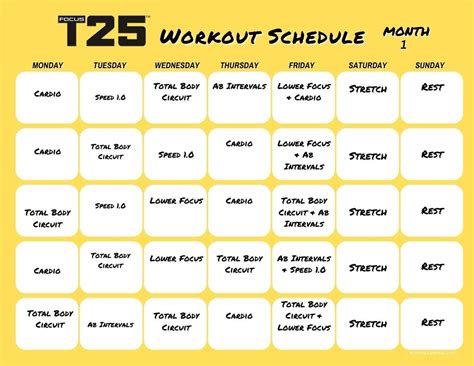 Benefits of T25 Workout Calendar