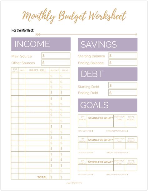 Benefits of Using a Free Printable Budget Spreadsheet