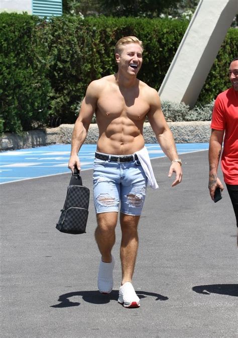 Man with a big bulge in shorts